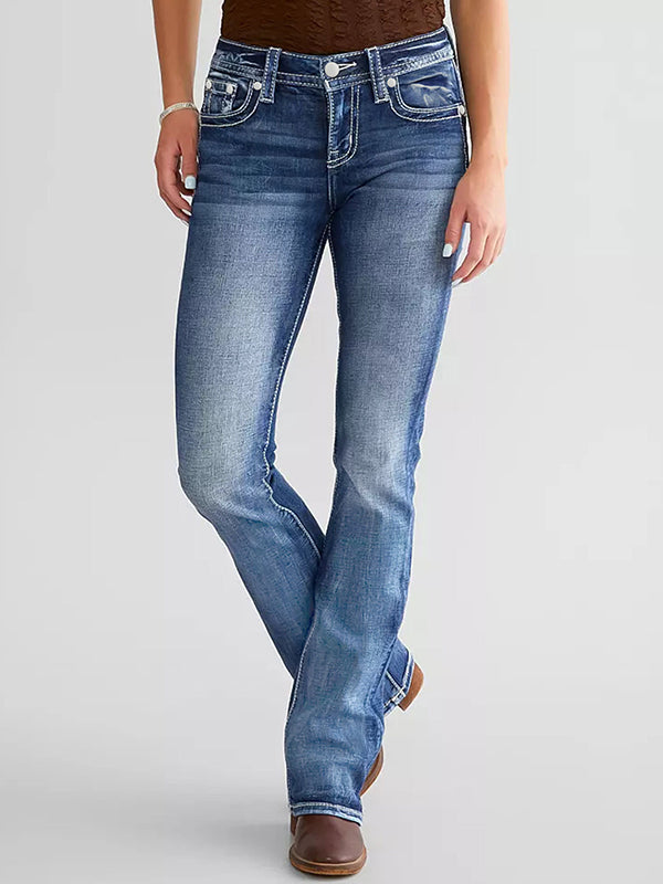 Fashion Embroidery Slim Jeans