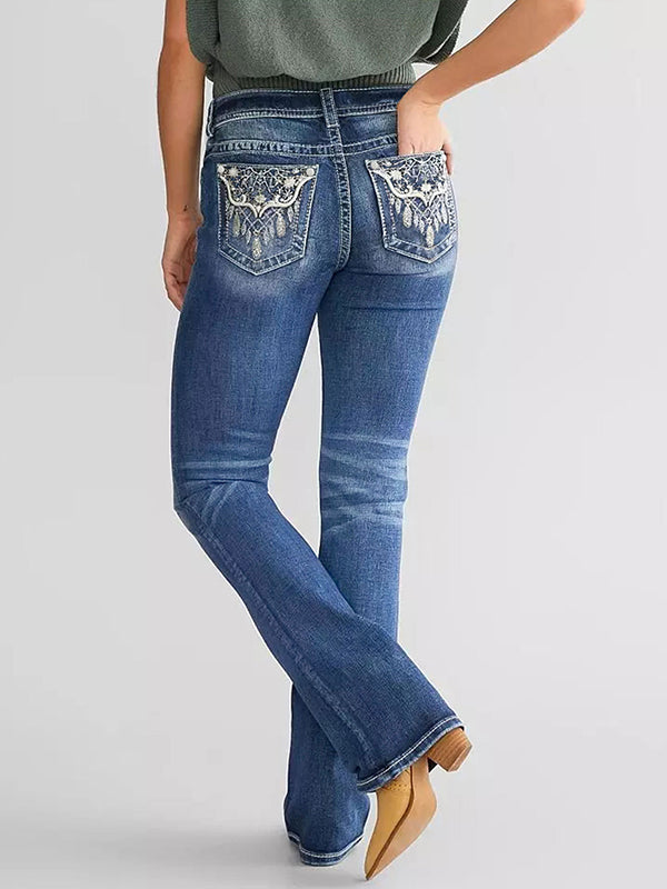 Embroidered Micro Slim Jeans
