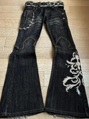 Heavy Embroidery Flare Jeans