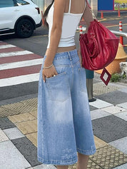 Multi-Breasted Denim Shorts