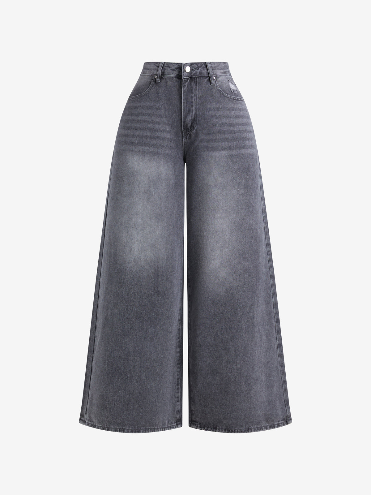 Washed Wide-Leg Boyfriend Jeans