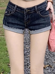 Low Waisted Skinny Vintage Denim Shorts