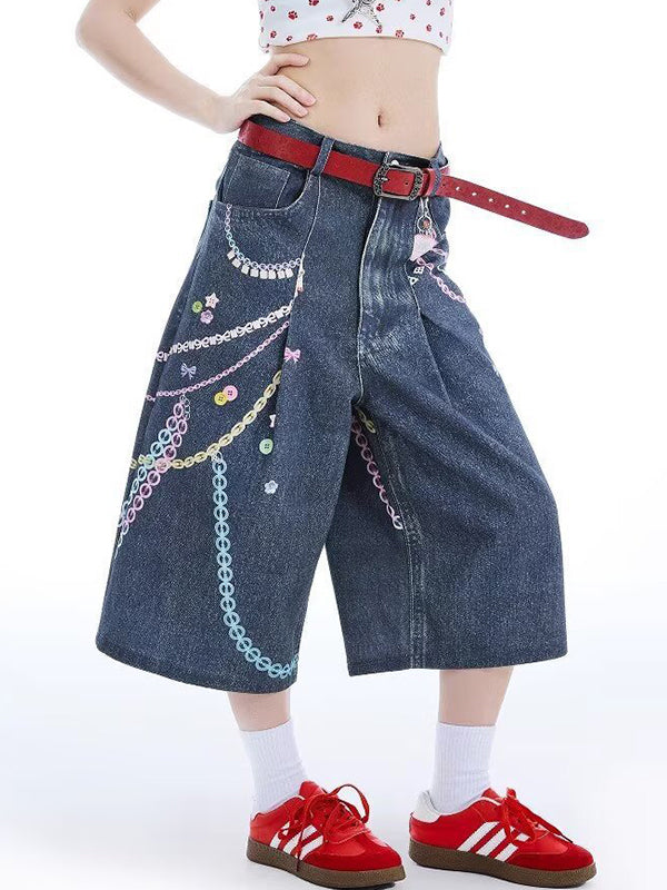 Thin design Denim Shorts