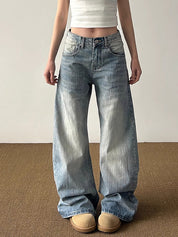 Vintage Bamboo Pattern Boyfriend Jeans
