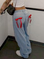 Back Pocket Bow Boyfriend Jeans