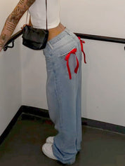 Back Pocket Bow Boyfriend Jeans