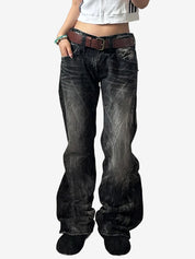 Vintage Lightning Pattern Boyfriend Jeans