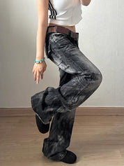 Vintage Lightning Pattern Boyfriend Jeans