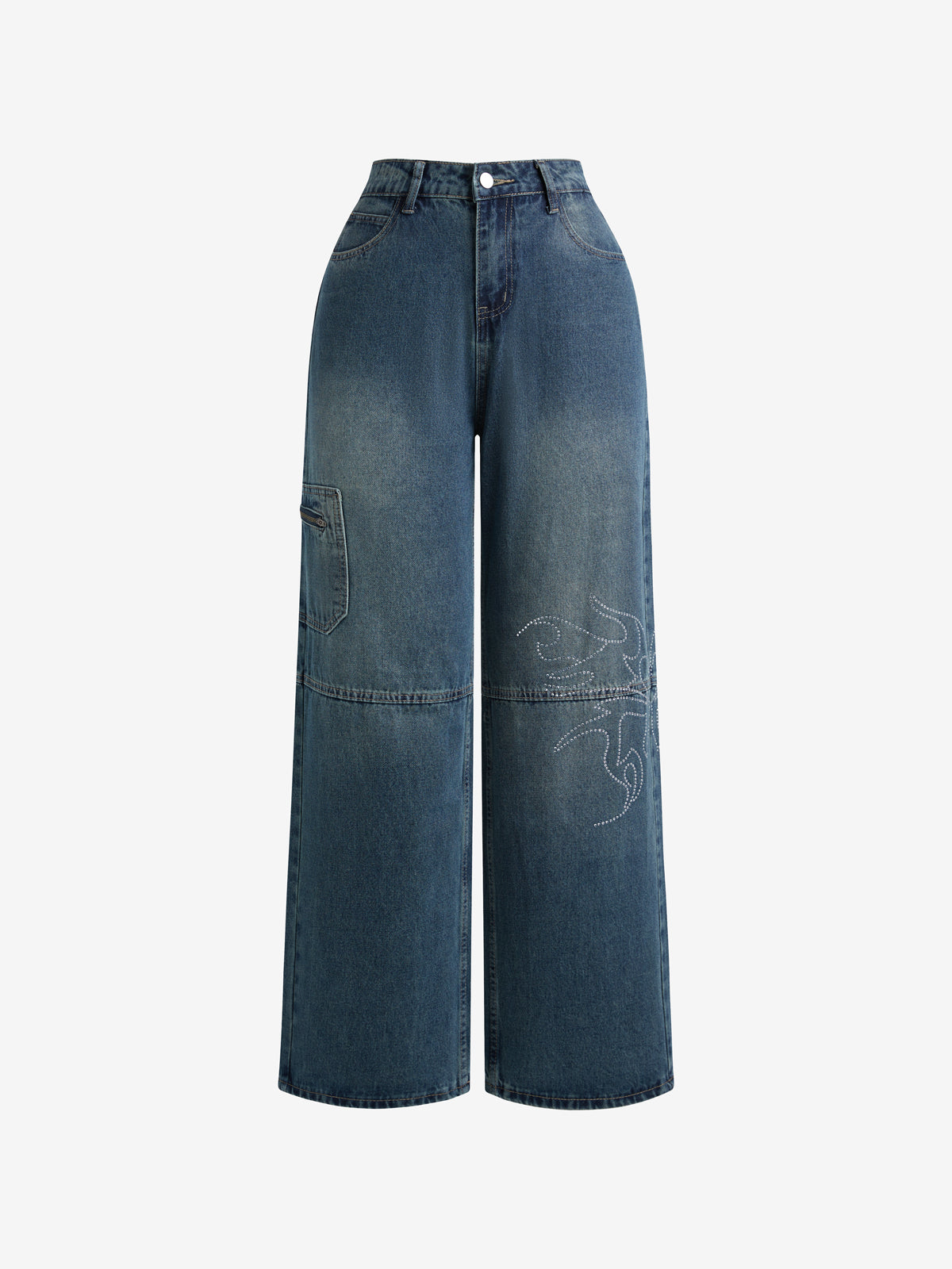 Buttock Wings Rhinestones Boyfriend Jeans