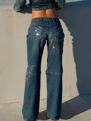 Buttock Wings Rhinestones Boyfriend Jeans