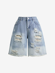 Vintage Style Wash Denim Shorts