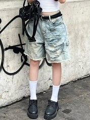 Vintage Style Wash Denim Shorts