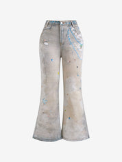 Designer Graffiti Print Boyfriend Jeans