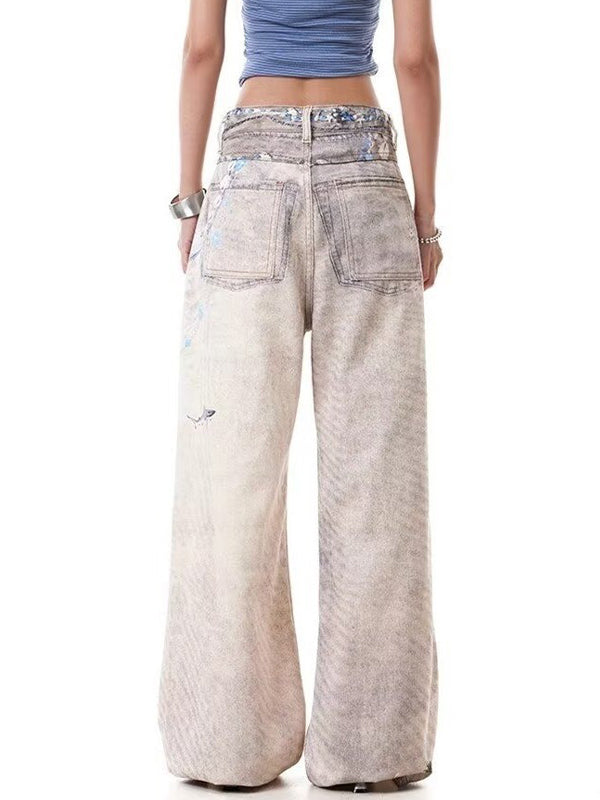 Designer Graffiti Print Boyfriend Jeans