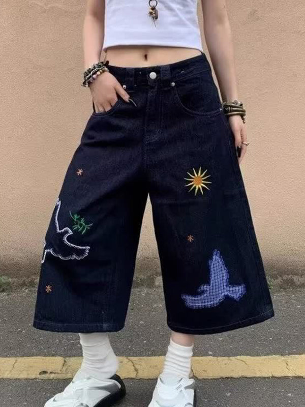 Vintage Street Straight Denim Shorts