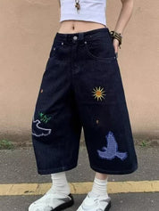 Vintage Street Straight Denim Shorts