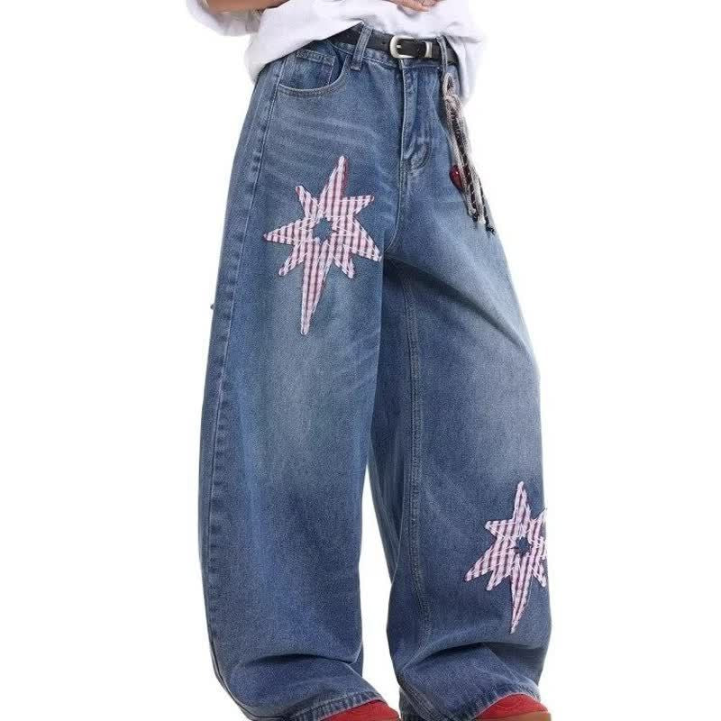 Vintage Washed Star Patch Boyfriend Jeans