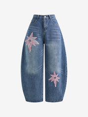 Vintage Washed Star Patch Boyfriend Jeans