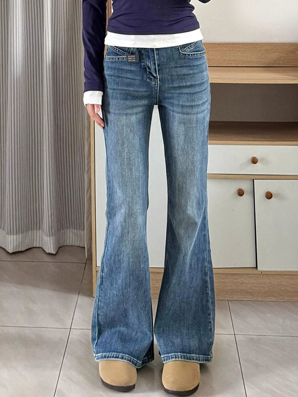 Stretch High Waist Blue Flare Jeans