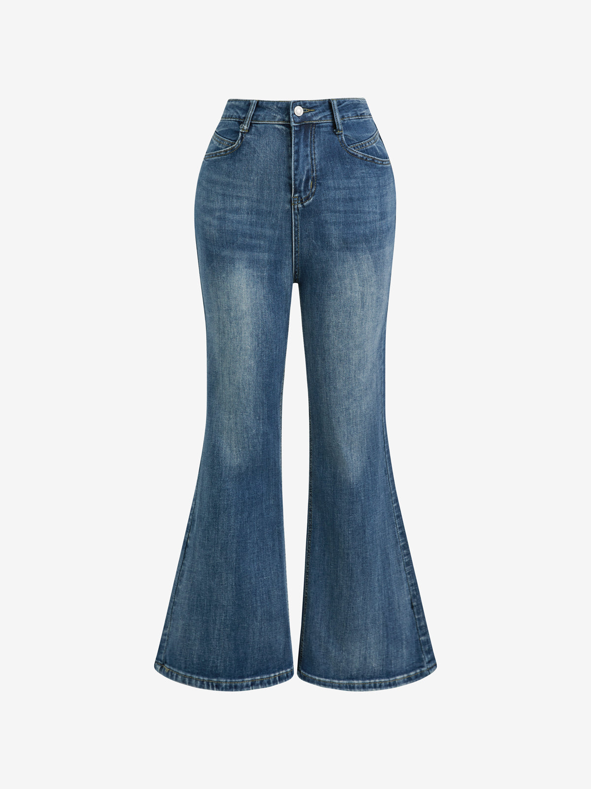 Stretch High Waist Blue Flare Jeans