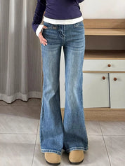 Stretch High Waist Blue Flare Jeans