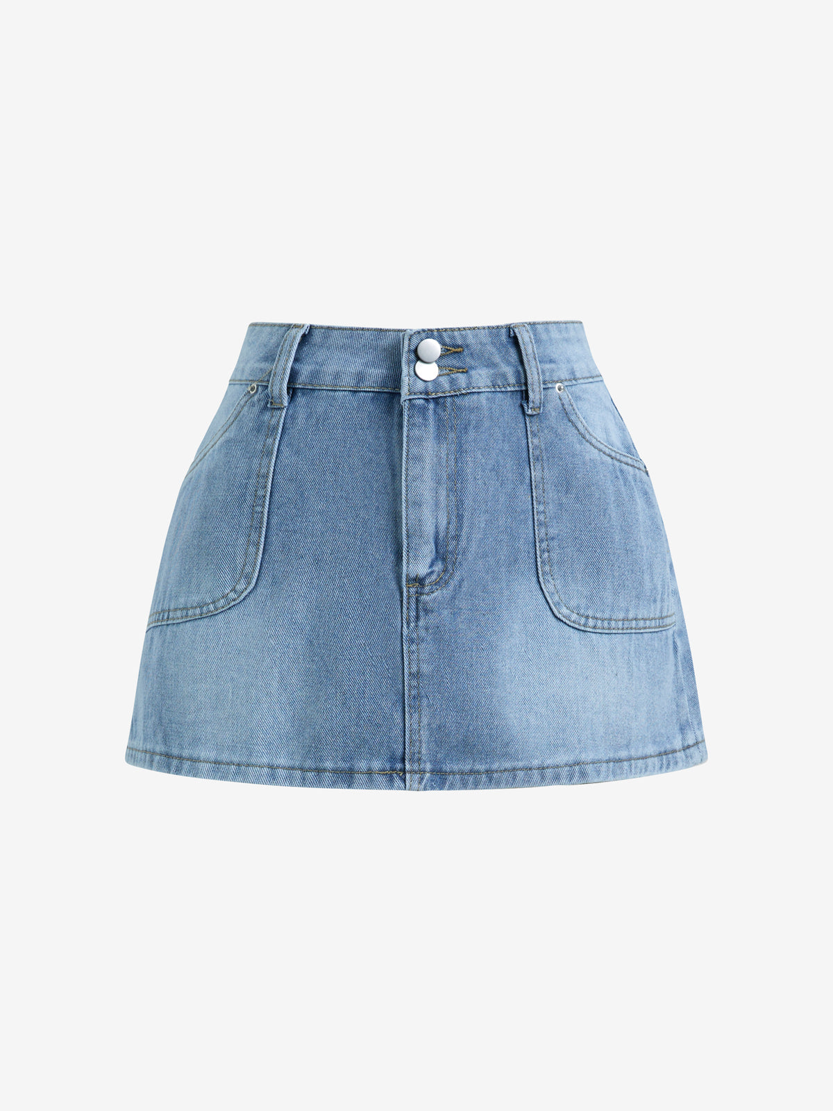 Double Button High Waist Mini Skirt