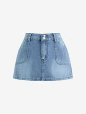 Double Button High Waist Mini Skirt