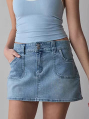 Double Button High Waist Mini Skirt