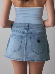 Double Button High Waist Mini Skirt