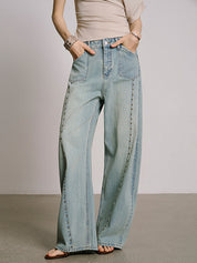 Washed Design Boyfriend Jeans