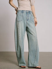 Washed Design Boyfriend Jeans