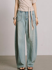Washed Design Boyfriend Jeans