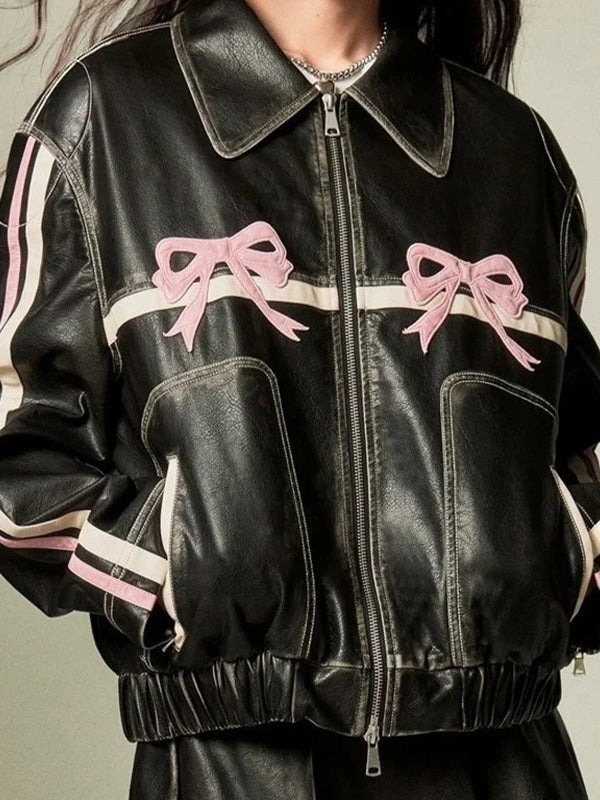 Unique Street Sweet And Cool Bow Jacket
