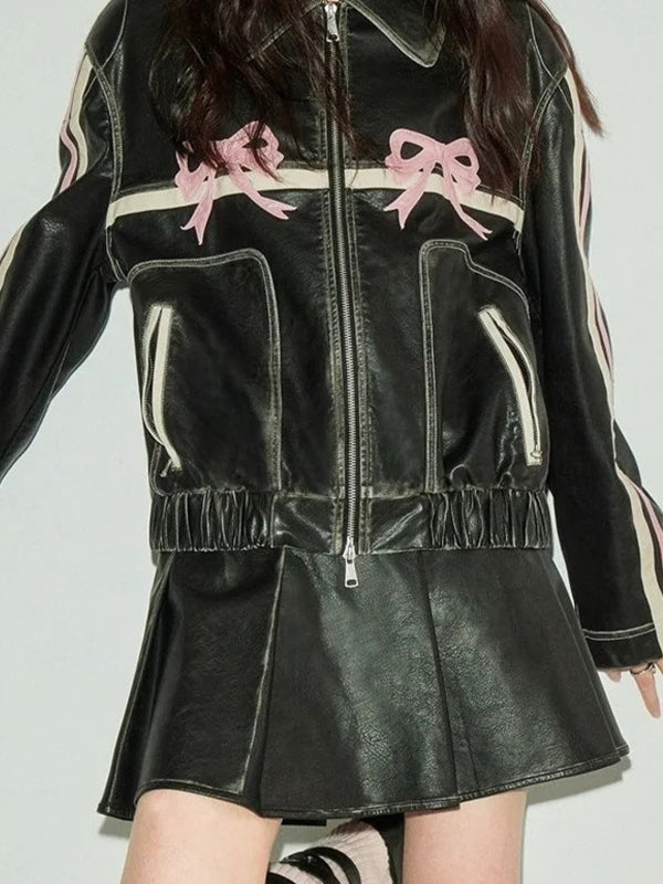 Unique Street Sweet And Cool Bow Jacket