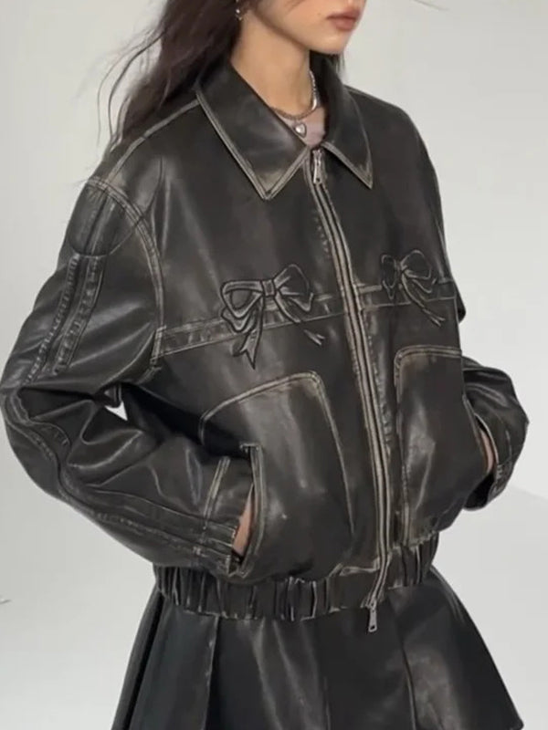 Unique Street Sweet And Cool Bow Jacket