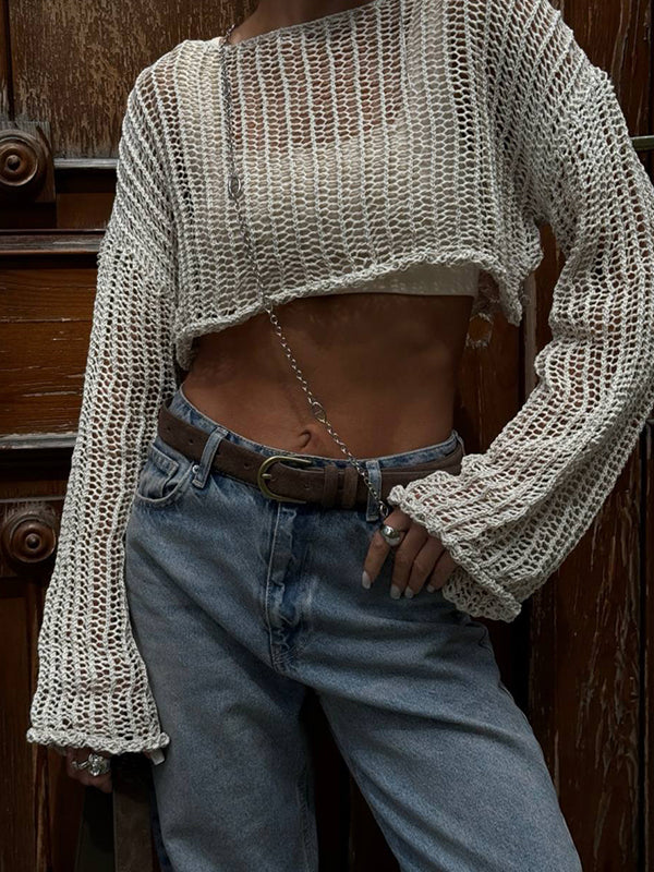 Openwork Knit Long Sleeve