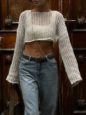 Openwork Knit Long Sleeve