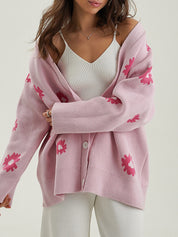 Printed Single-Breasted Button Cardigan