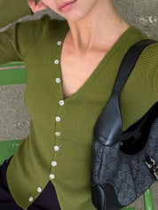 Hot Girl Single Row Button Slim Fit Cardigan