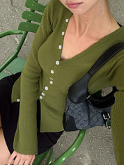 Hot Girl Single Row Button Slim Fit Cardigan