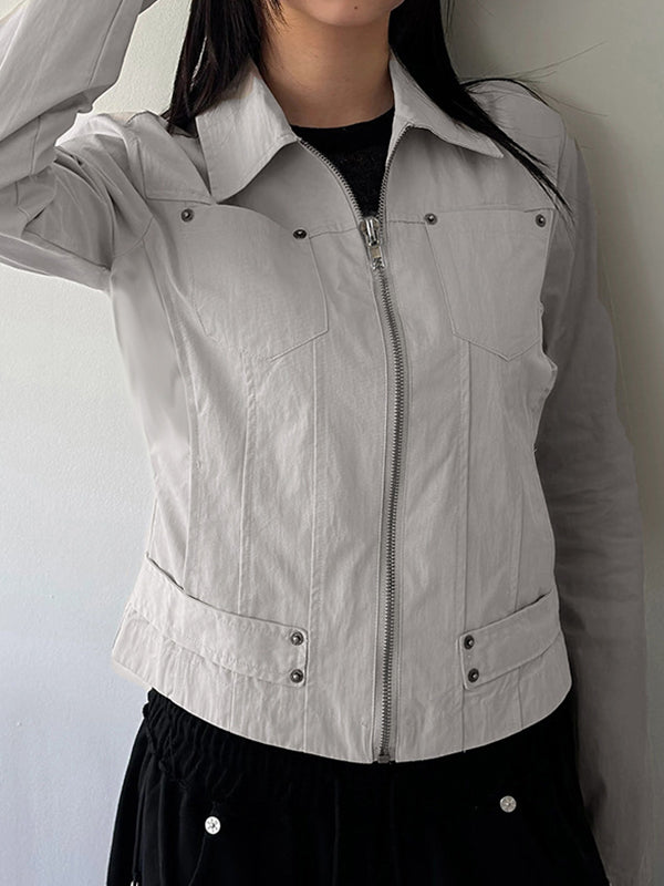 Workwear-Style Basic Solid Colours Jacket