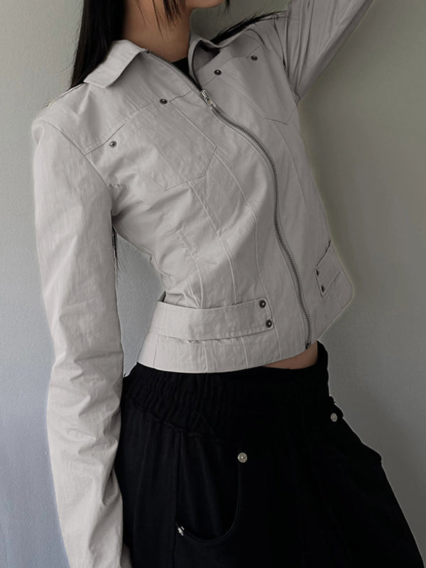 Workwear-Style Basic Solid Colours Jacket