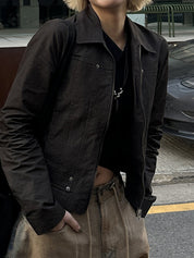 Workwear-Style Basic Solid Colours Jacket