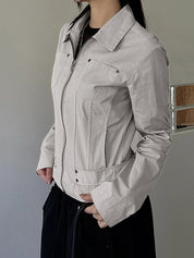 Workwear-Style Basic Solid Colours Jacket