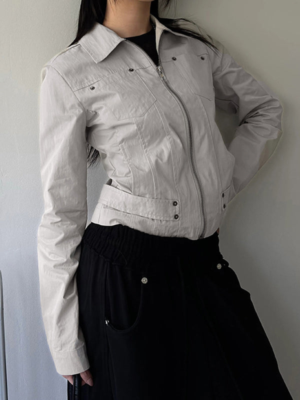 Workwear-Style Basic Solid Colours Jacket