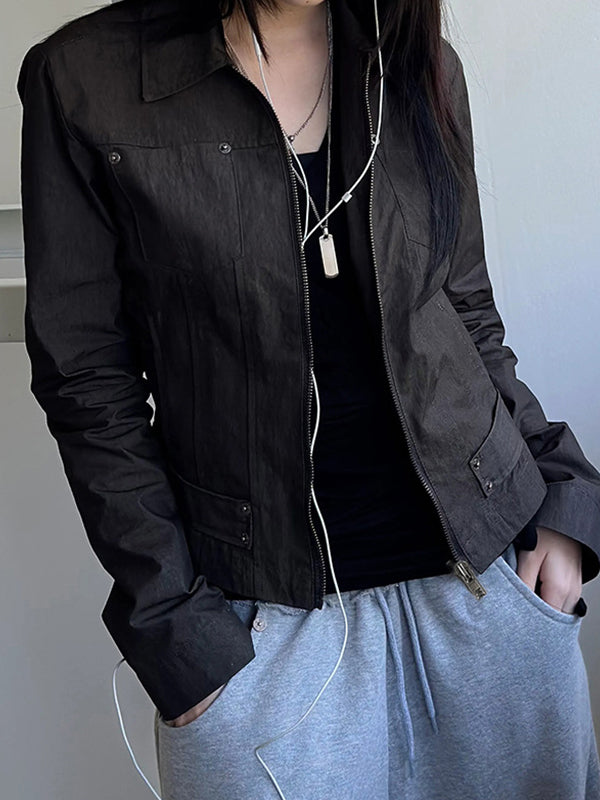 Workwear-Style Basic Solid Colours Jacket