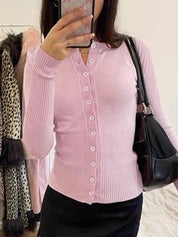 Round Neck Single Button Cardigan