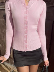 Round Neck Single Button Cardigan