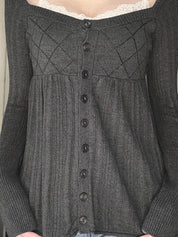 Sweet Style Lace Square Neckline Cardigan