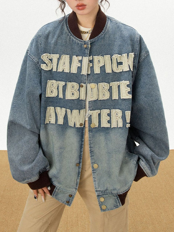 Alphabet Patchwork American Style Jacket